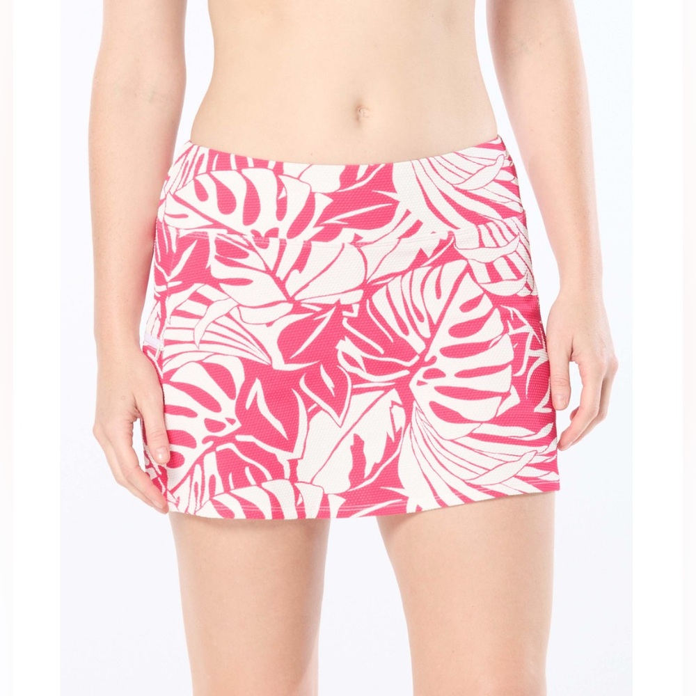 BEACH HOUSE PRINTED EMMA SWIM SKORT - JUNGLE PALMS ROSE - Picture 1 of 9